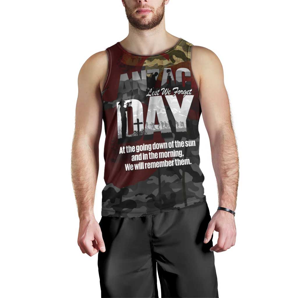Australia ANZAC Day Men Tank Top We Will Remember Them Poppy Camouflage - Aussie Hoodie