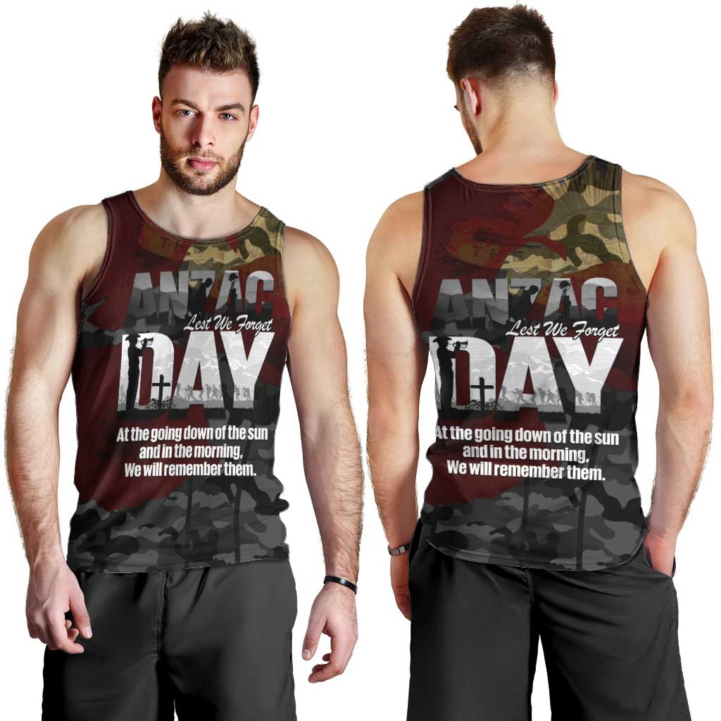 Australia ANZAC Day Men Tank Top We Will Remember Them Poppy Camouflage - Aussie Hoodie