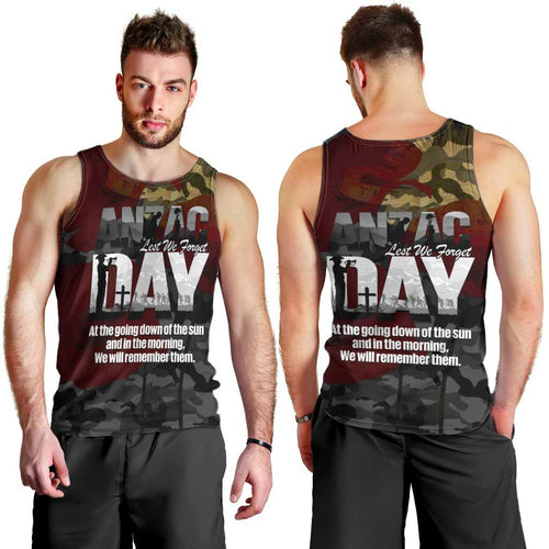 Australia ANZAC Day Men Tank Top We Will Remember Them Poppy Camouflage - Aussie Hoodie