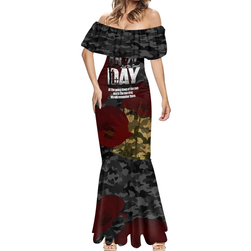 Australia ANZAC Day Mermaid Dress We Will Remember Them Poppy Camouflage - Aussie Hoodie