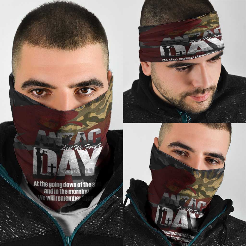 Australia ANZAC Day Neck Gaiter We Will Remember Them Poppy Camouflage - Aussie Hoodie