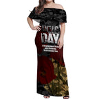 Australia ANZAC Day Off Shoulder Maxi Dress We Will Remember Them Poppy Camouflage - Aussie Hoodie