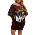 Australia ANZAC Day Off Shoulder Short Dress We Will Remember Them Poppy Camouflage - Aussie Hoodie