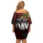 Australia ANZAC Day Off Shoulder Short Dress We Will Remember Them Poppy Camouflage - Aussie Hoodie