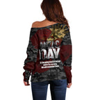 Australia ANZAC Day Off Shoulder Sweater We Will Remember Them Poppy Camouflage - Aussie Hoodie