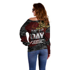 Australia ANZAC Day Off Shoulder Sweater We Will Remember Them Poppy Camouflage - Aussie Hoodie