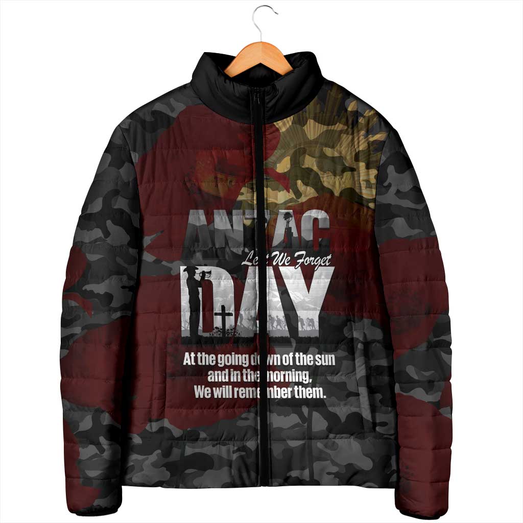 Australia ANZAC Day Padded Jacket We Will Remember Them Poppy Camouflage - Aussie Hoodie