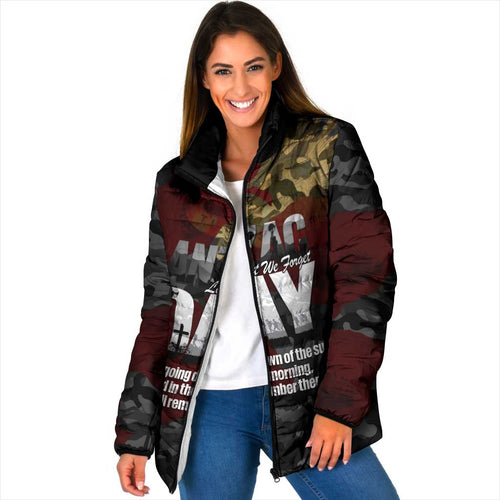 Australia ANZAC Day Padded Jacket We Will Remember Them Poppy Camouflage - Aussie Hoodie