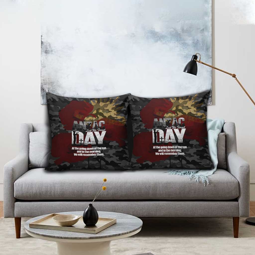Australia ANZAC Day Pillow Cover We Will Remember Them Poppy Camouflage - Aussie Hoodie