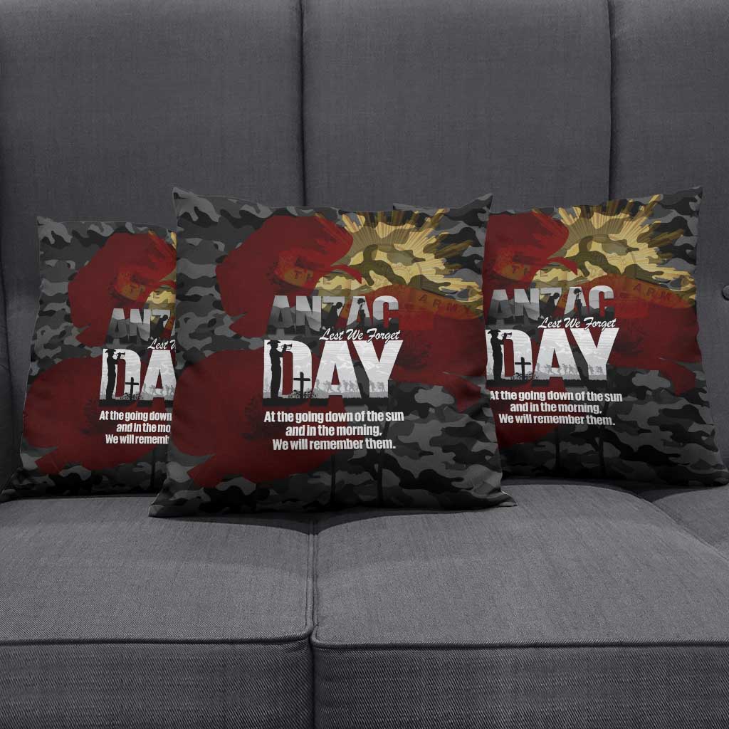 Australia ANZAC Day Pillow Cover We Will Remember Them Poppy Camouflage - Aussie Hoodie
