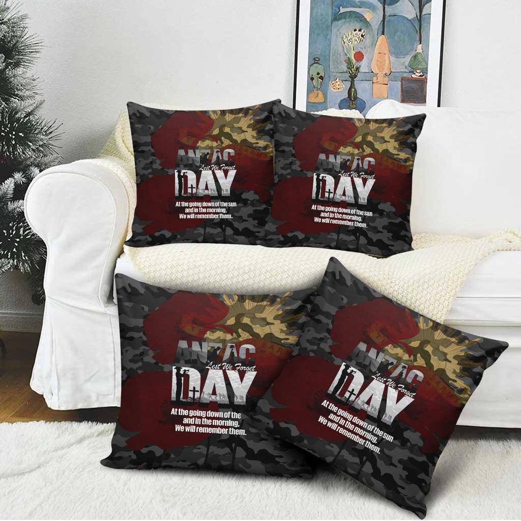 Australia ANZAC Day Pillow Cover We Will Remember Them Poppy Camouflage - Aussie Hoodie