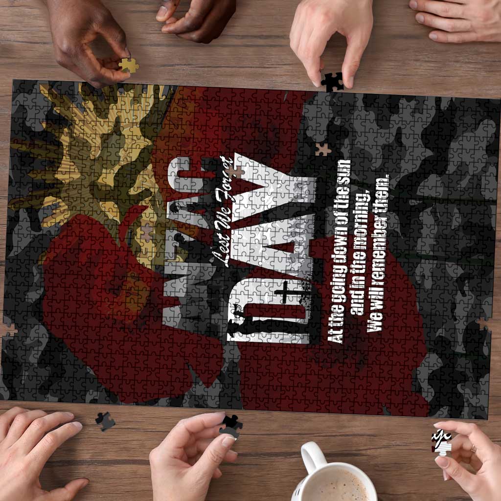 Australia ANZAC Day Puzzle We Will Remember Them Poppy Camouflage - Aussie Hoodie