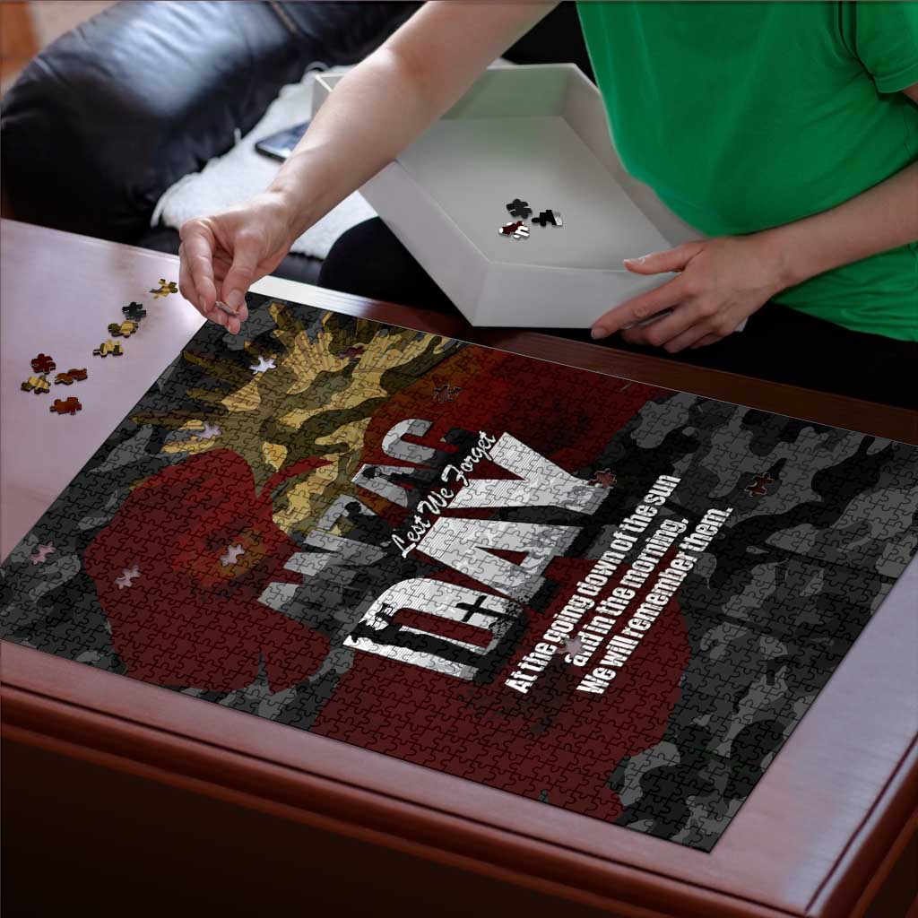 Australia ANZAC Day Puzzle We Will Remember Them Poppy Camouflage - Aussie Hoodie