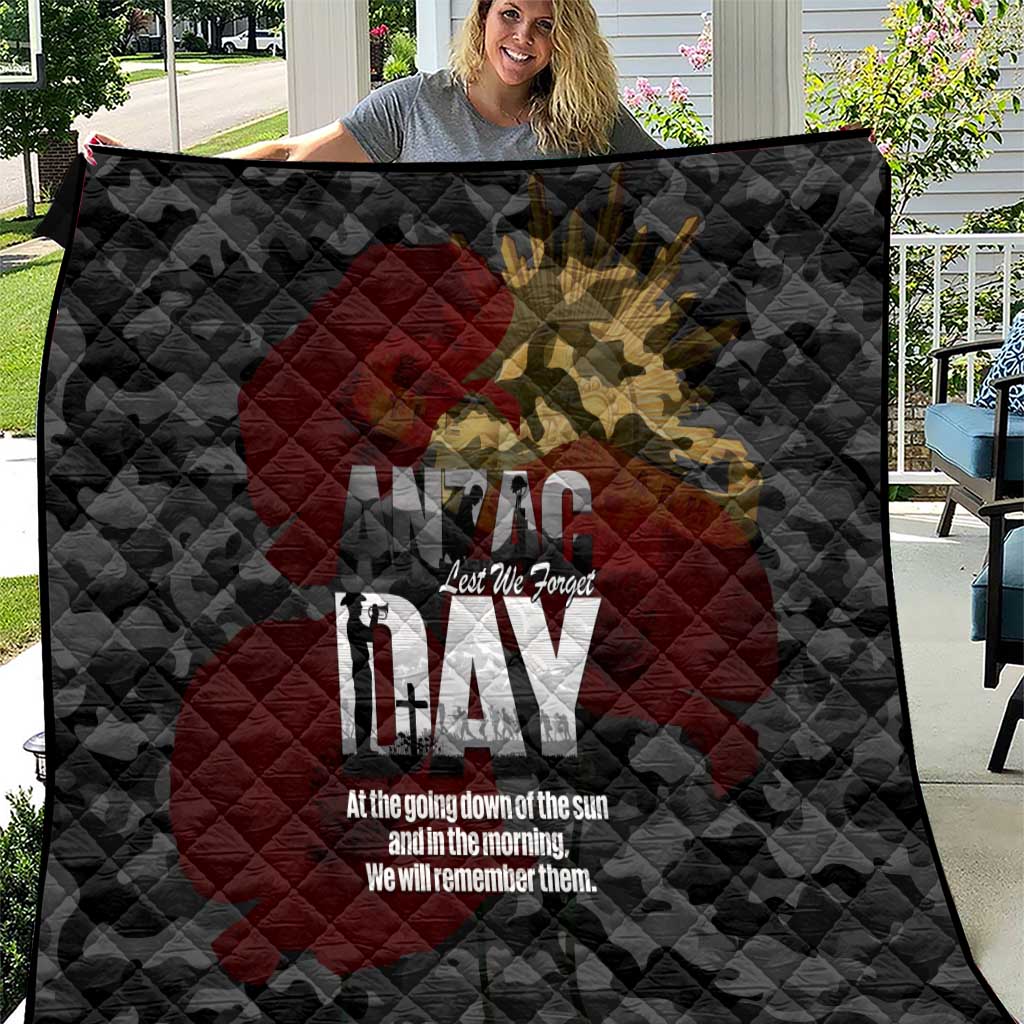Australia ANZAC Day Quilt We Will Remember Them Poppy Camouflage - Aussie Hoodie