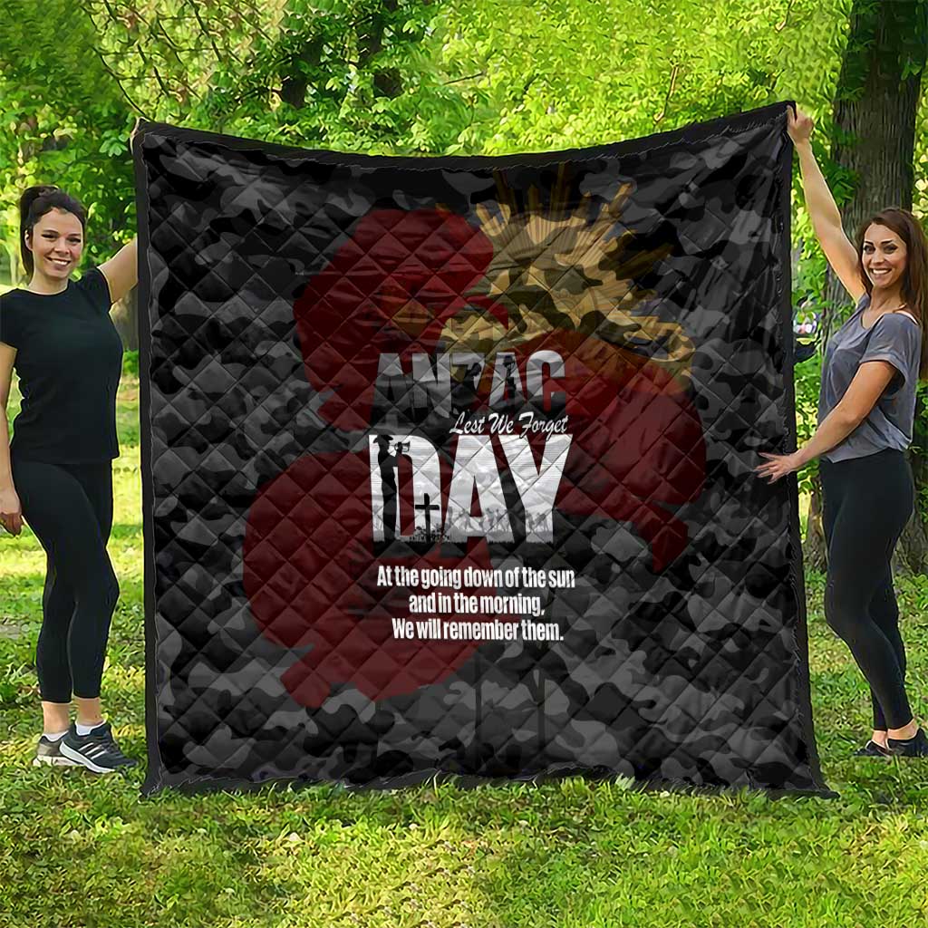 Australia ANZAC Day Quilt We Will Remember Them Poppy Camouflage - Aussie Hoodie