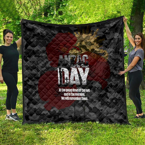 Australia ANZAC Day Quilt We Will Remember Them Poppy Camouflage - Aussie Hoodie