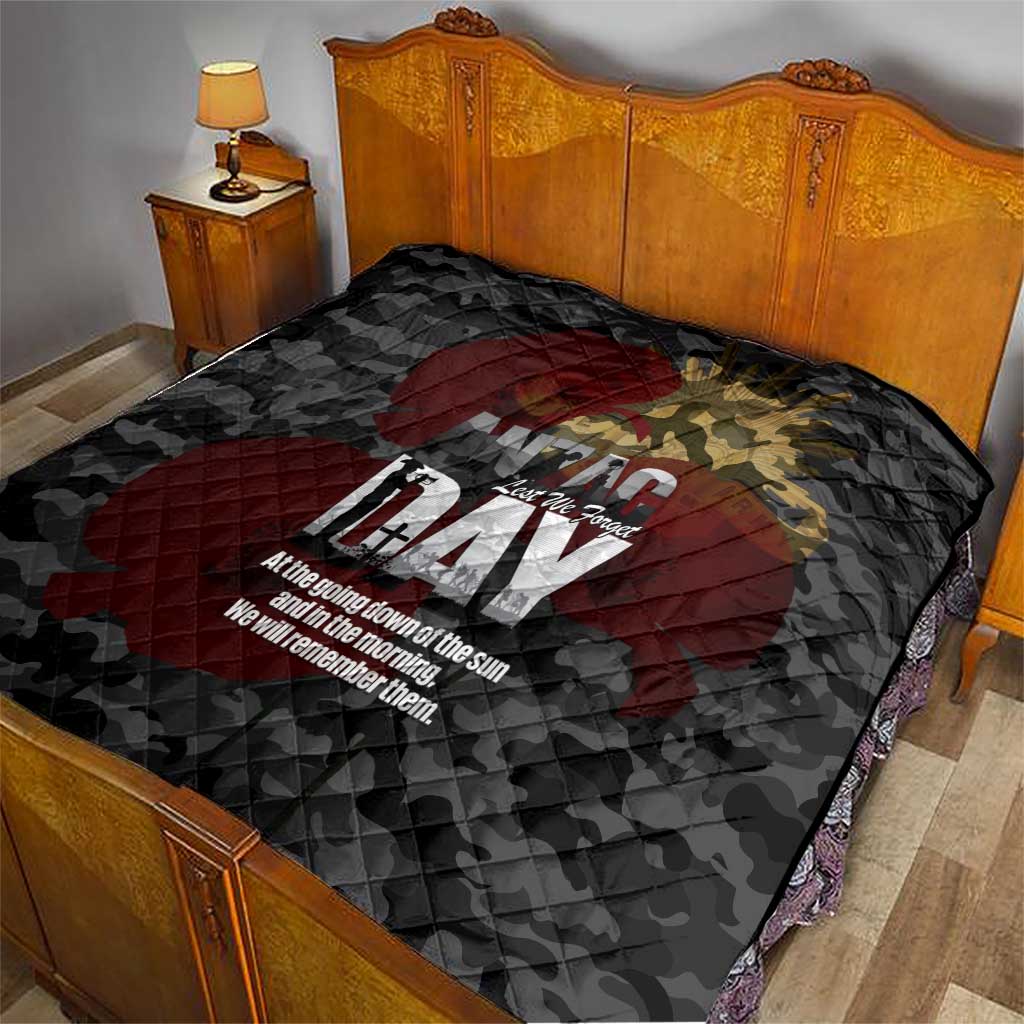 Australia ANZAC Day Quilt We Will Remember Them Poppy Camouflage - Aussie Hoodie