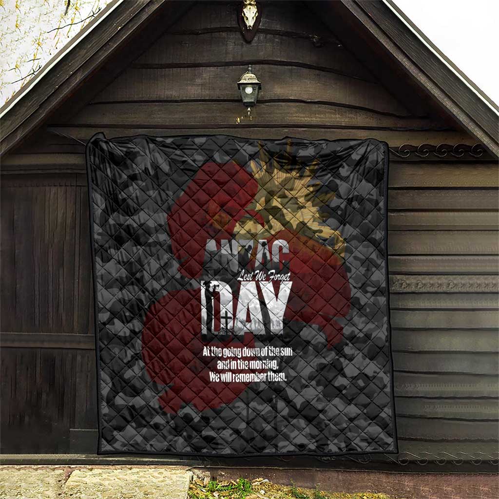 Australia ANZAC Day Quilt We Will Remember Them Poppy Camouflage - Aussie Hoodie