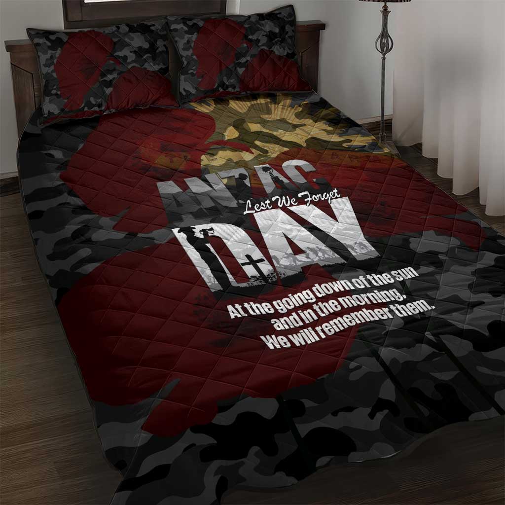 Australia ANZAC Day Quilt Bed Set We Will Remember Them Poppy Camouflage - Aussie Hoodie
