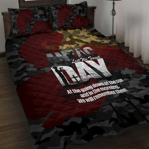 Australia ANZAC Day Quilt Bed Set We Will Remember Them Poppy Camouflage - Aussie Hoodie