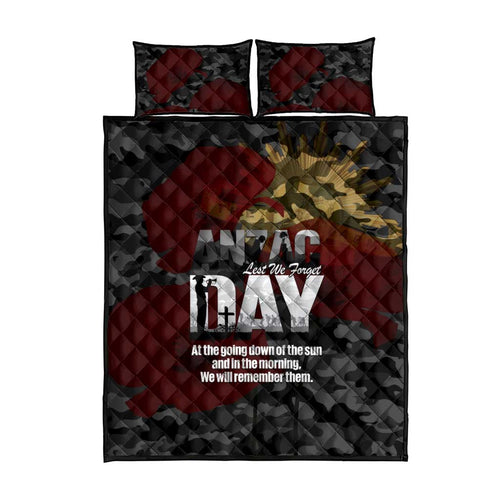 Australia ANZAC Day Quilt Bed Set We Will Remember Them Poppy Camouflage - Aussie Hoodie