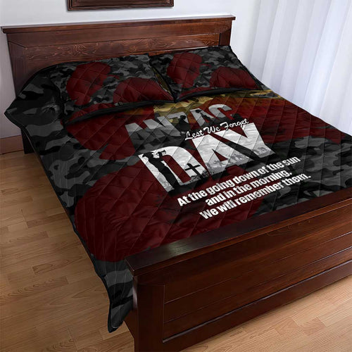 Australia ANZAC Day Quilt Bed Set We Will Remember Them Poppy Camouflage - Aussie Hoodie