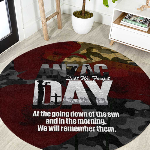Australia ANZAC Day Round Carpet We Will Remember Them Poppy Camouflage - Aussie Hoodie