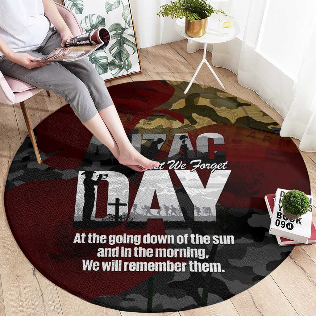 Australia ANZAC Day Round Carpet We Will Remember Them Poppy Camouflage - Aussie Hoodie