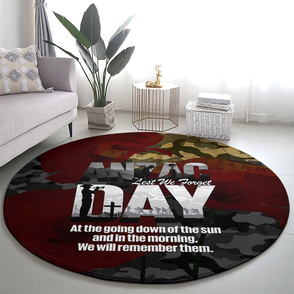Australia ANZAC Day Round Carpet We Will Remember Them Poppy Camouflage - Aussie Hoodie