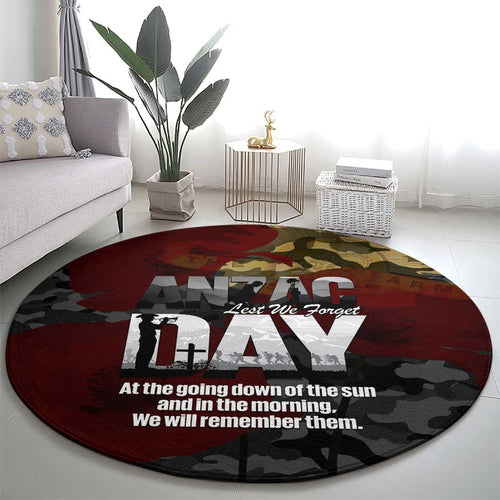 Australia ANZAC Day Round Carpet We Will Remember Them Poppy Camouflage - Aussie Hoodie