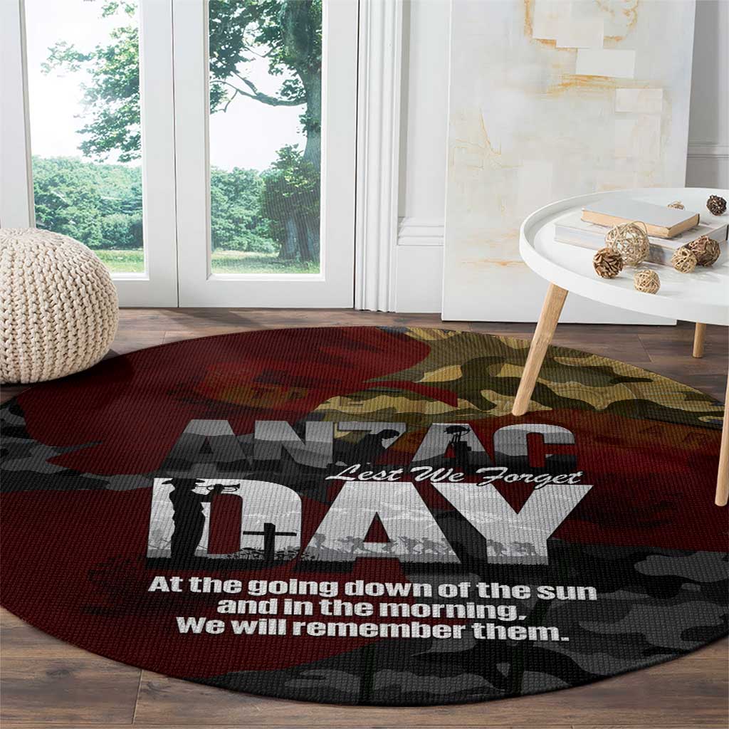 Australia ANZAC Day Round Carpet We Will Remember Them Poppy Camouflage - Aussie Hoodie