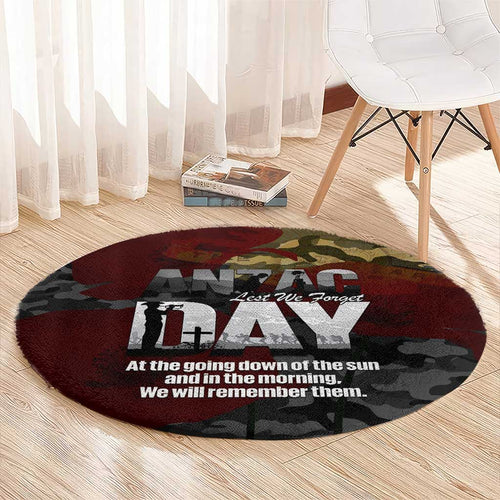 Australia ANZAC Day Round Carpet We Will Remember Them Poppy Camouflage - Aussie Hoodie