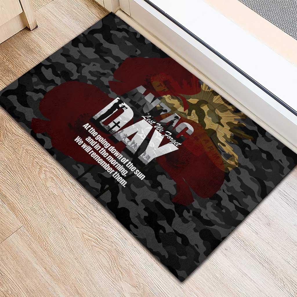 Australia ANZAC Day Rubber Doormat We Will Remember Them Poppy Camouflage - Aussie Hoodie