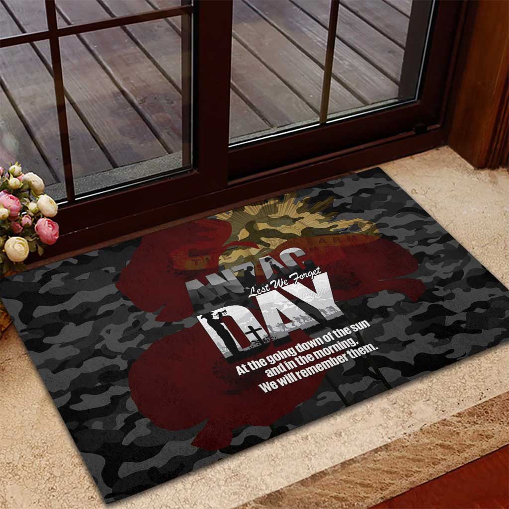 Australia ANZAC Day Rubber Doormat We Will Remember Them Poppy Camouflage - Aussie Hoodie
