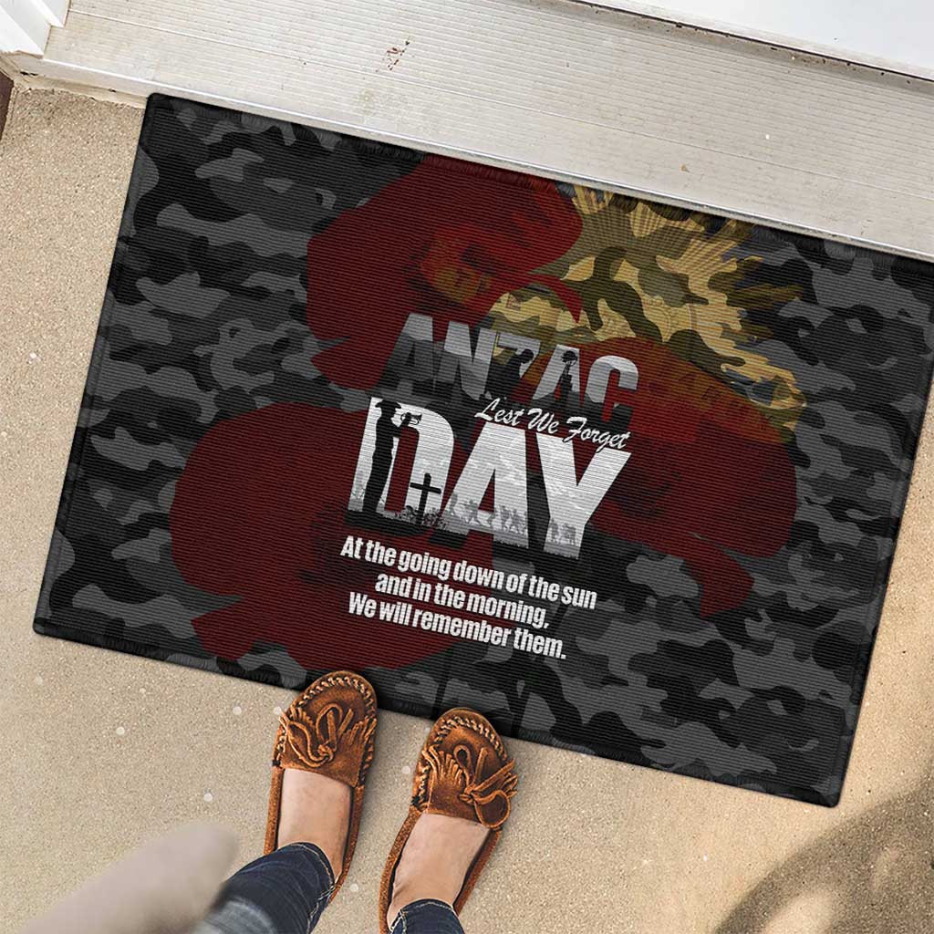 Australia ANZAC Day Rubber Doormat We Will Remember Them Poppy Camouflage - Aussie Hoodie