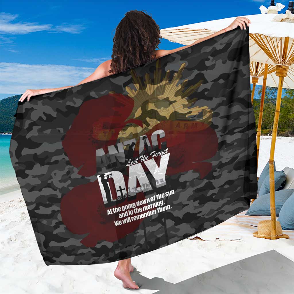 Australia ANZAC Day Sarong We Will Remember Them Poppy Camouflage - Aussie Hoodie