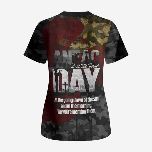 Australia ANZAC Day Scrub Top We Will Remember Them Poppy Camouflage - Aussie Hoodie
