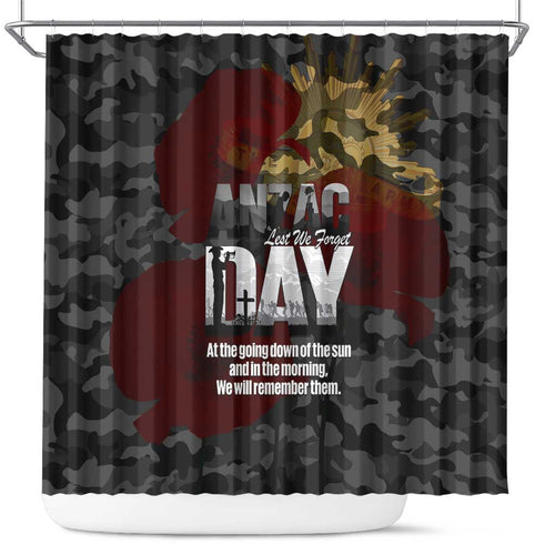 Australia ANZAC Day Shower Curtain We Will Remember Them Poppy Camouflage - Aussie Hoodie