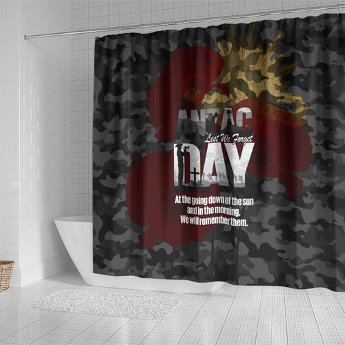 Australia ANZAC Day Shower Curtain We Will Remember Them Poppy Camouflage - Aussie Hoodie