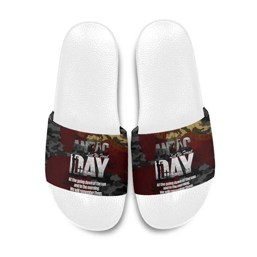 Australia ANZAC Day Slide Sandals We Will Remember Them Poppy Camouflage - Aussie Hoodie