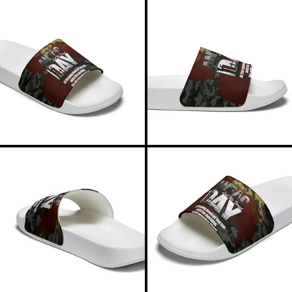 Australia ANZAC Day Slide Sandals We Will Remember Them Poppy Camouflage - Aussie Hoodie