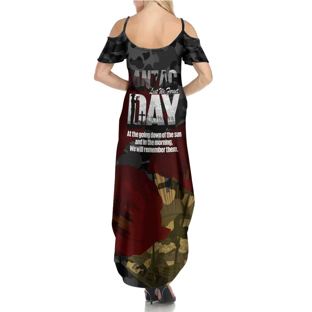 Australia ANZAC Day Summer Maxi Dress We Will Remember Them Poppy Camouflage - Aussie Hoodie