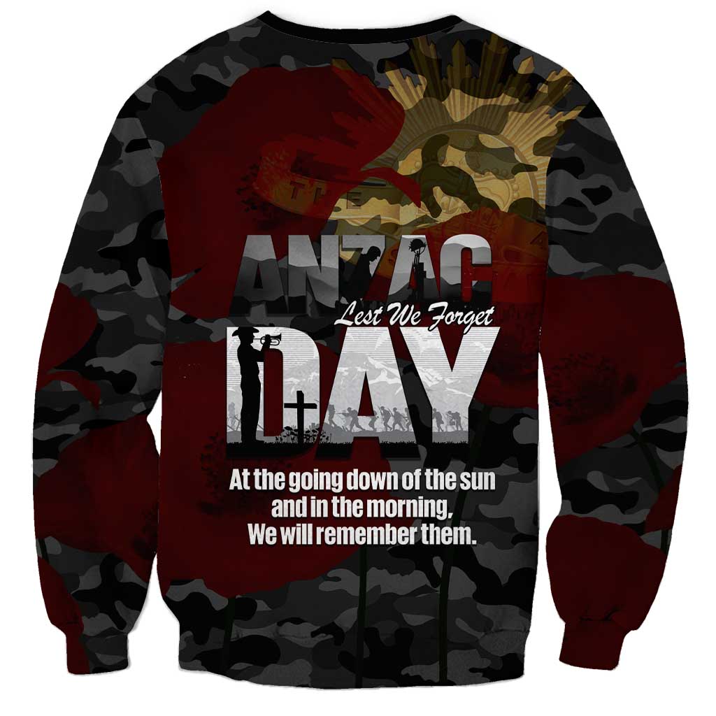Australia ANZAC Day Sweatshirt We Will Remember Them Poppy Camouflage - Aussie Hoodie