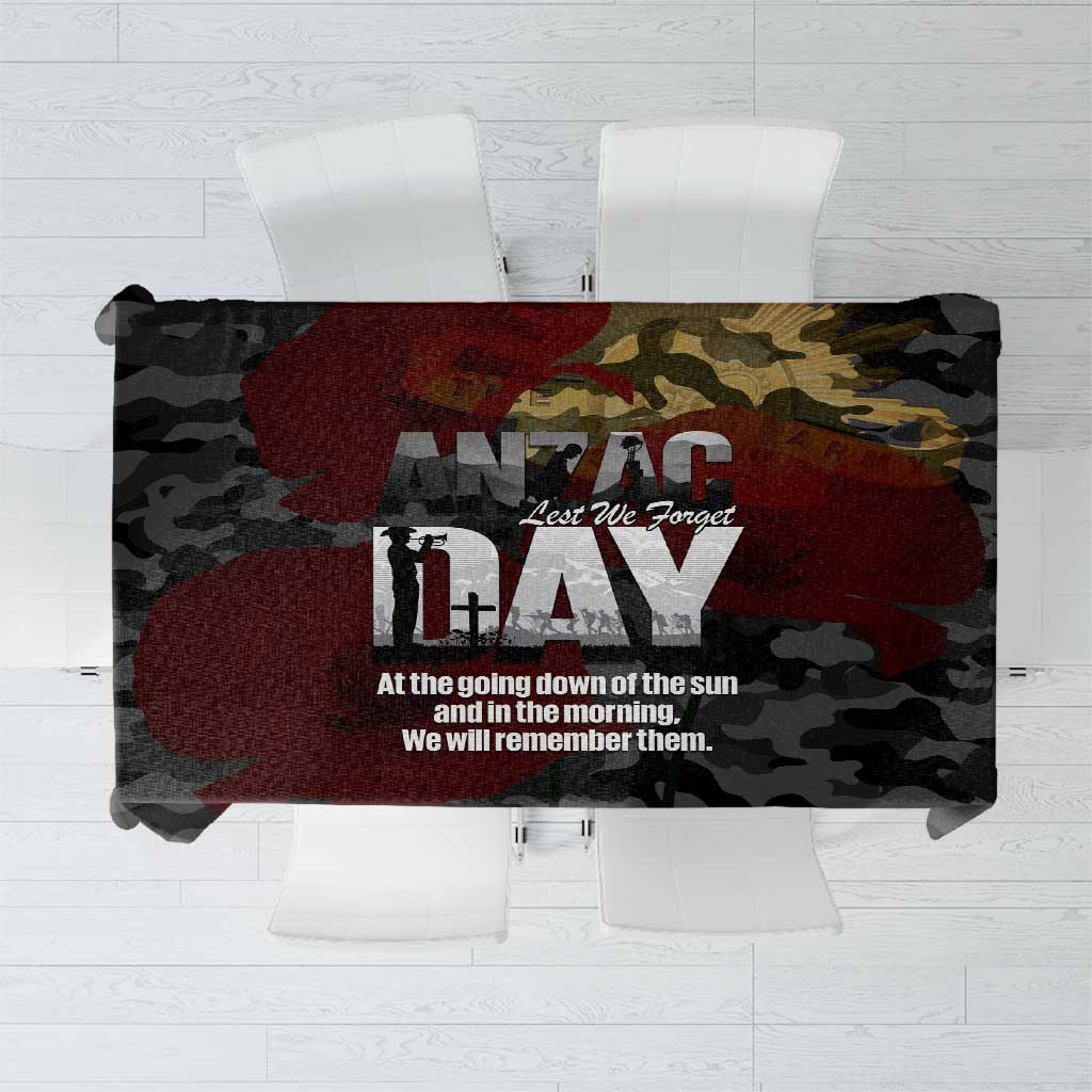 Australia ANZAC Day Tablecloth We Will Remember Them Poppy Camouflage - Aussie Hoodie