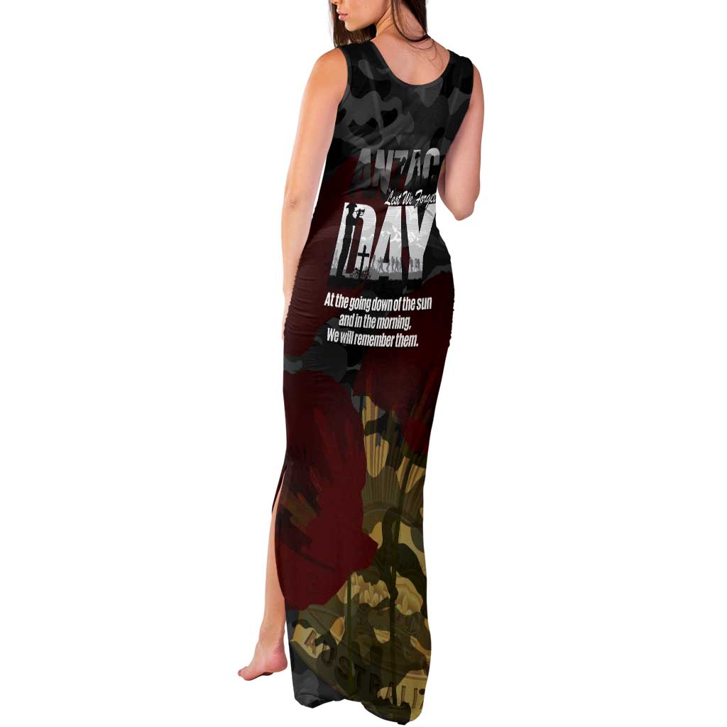 Australia ANZAC Day Tank Maxi Dress We Will Remember Them Poppy Camouflage - Aussie Hoodie