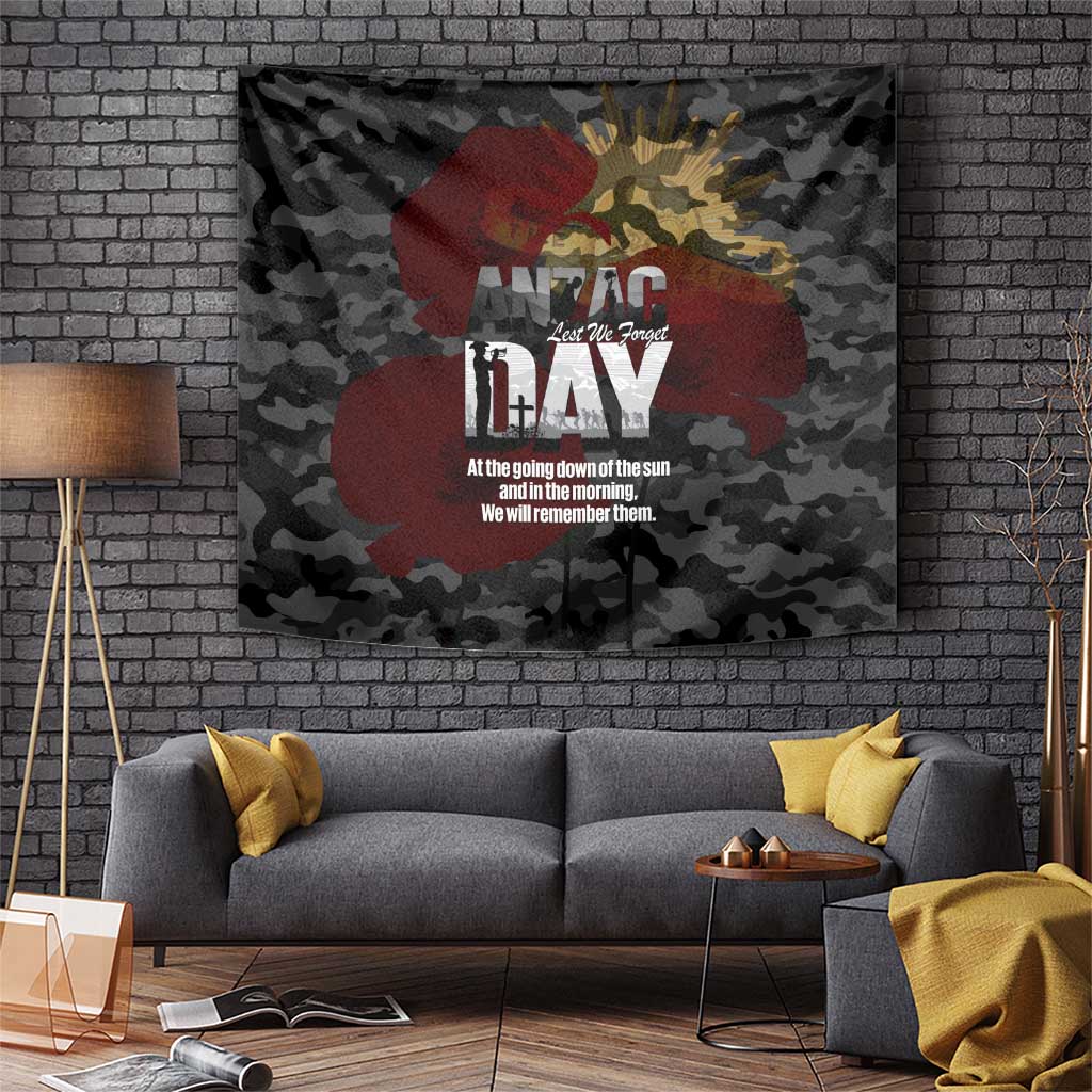 Australia ANZAC Day Tapestry We Will Remember Them Poppy Camouflage - Aussie Hoodie