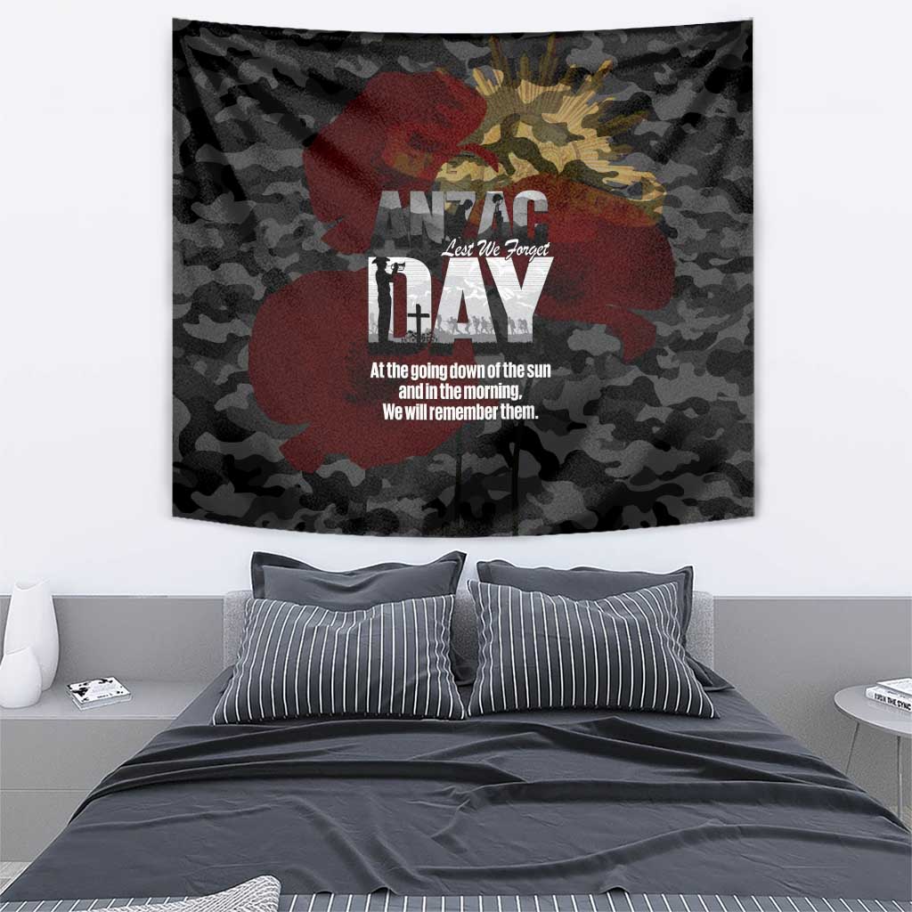Australia ANZAC Day Tapestry We Will Remember Them Poppy Camouflage - Aussie Hoodie