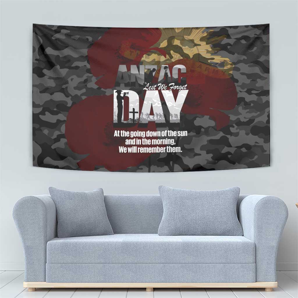 Australia ANZAC Day Tapestry We Will Remember Them Poppy Camouflage - Aussie Hoodie