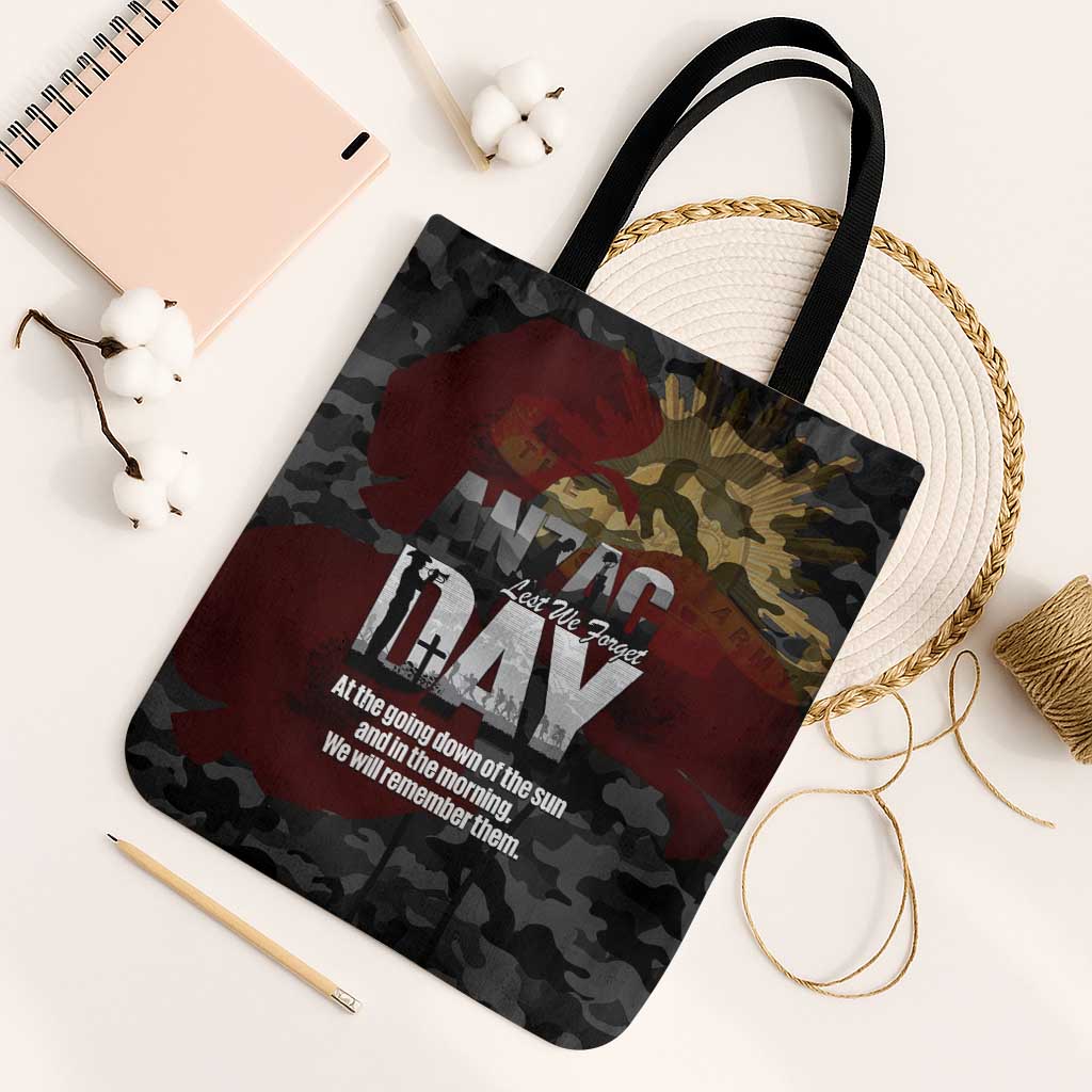 Australia ANZAC Day Tote Bag We Will Remember Them Poppy Camouflage - Aussie Hoodie