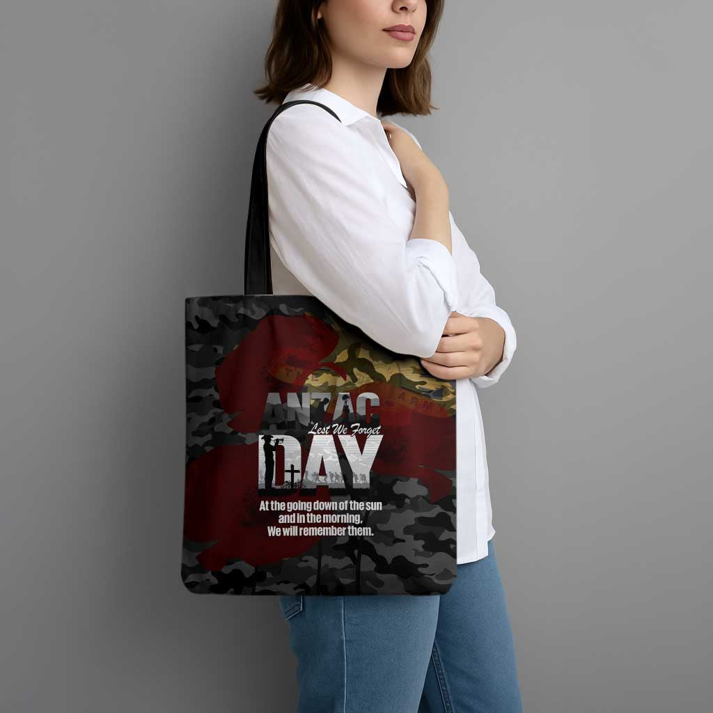 Australia ANZAC Day Tote Bag We Will Remember Them Poppy Camouflage - Aussie Hoodie